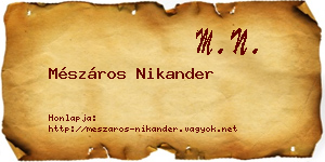 Mészáros Nikander névjegykártya